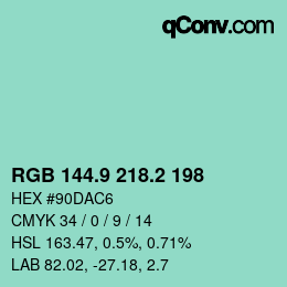 カラーコード: RGB 144.9 218.2 198 | qconv.com