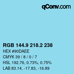 カラーコード: RGB 144.9 218.2 238 | qconv.com