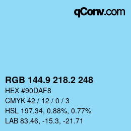 カラーコード: RGB 144.9 218.2 248 | qconv.com