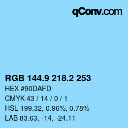 カラーコード: RGB 144.9 218.2 253 | qconv.com