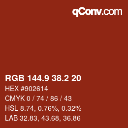Color code: RGB 144.9 38.2 20 | qconv.com