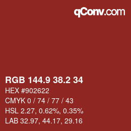 Color code: RGB 144.9 38.2 34 | qconv.com