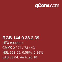 Color code: RGB 144.9 38.2 39 | qconv.com
