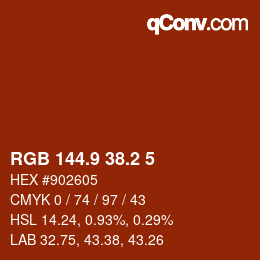 Color code: RGB 144.9 38.2 5 | qconv.com