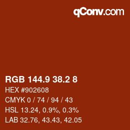 Color code: RGB 144.9 38.2 8 | qconv.com