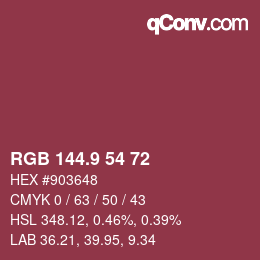 Color code: RGB 144.9 54 72 | qconv.com