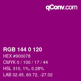 Color code: RGB 144 0 120 | qconv.com