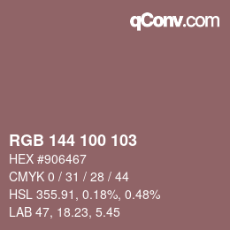 Farbcode: RGB 144 100 103 | qconv.com