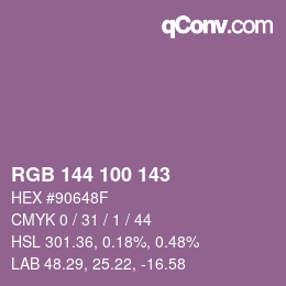 Farbcode: RGB 144 100 143 | qconv.com