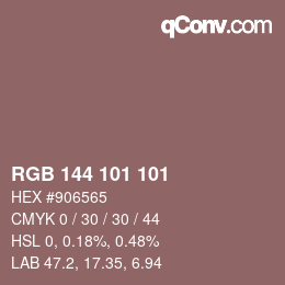 Color code: RGB 144 101 101 | qconv.com