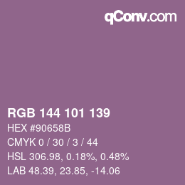 Farbcode: RGB 144 101 139 | qconv.com