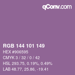 Código de color: RGB 144 101 149 | qconv.com