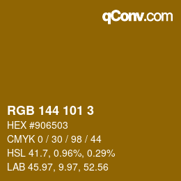 Color code: RGB 144 101 3 | qconv.com