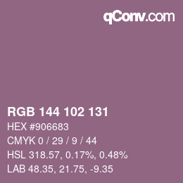 颜色代码: RGB 144 102 131 | qconv.com