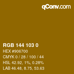 カラーコード: RGB 144 103 0 | qconv.com