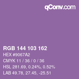 カラーコード: RGB 144 103 162 | qconv.com