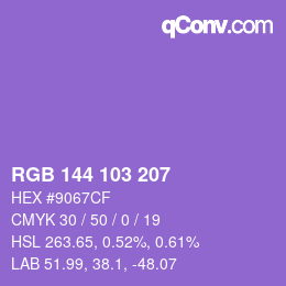 Color code: RGB 144 103 207 | qconv.com
