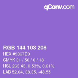 Color code: RGB 144 103 208 | qconv.com