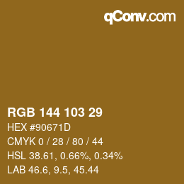 Color code: RGB 144 103 29 | qconv.com