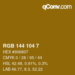 カラーコード: RGB 144 104 7 | qconv.com