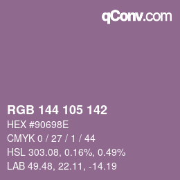 Farbcode: RGB 144 105 142 | qconv.com