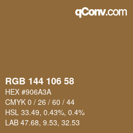 Color code: RGB 144 106 58 | qconv.com