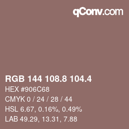 カラーコード: RGB 144 108.8 104.4 | qconv.com