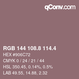 カラーコード: RGB 144 108.8 114.4 | qconv.com