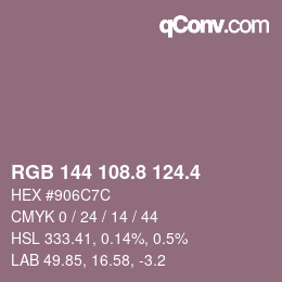 カラーコード: RGB 144 108.8 124.4 | qconv.com