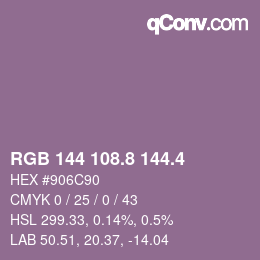 カラーコード: RGB 144 108.8 144.4 | qconv.com