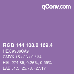 カラーコード: RGB 144 108.8 169.4 | qconv.com