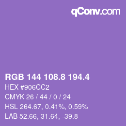 カラーコード: RGB 144 108.8 194.4 | qconv.com