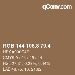 カラーコード: RGB 144 108.8 79.4 | qconv.com