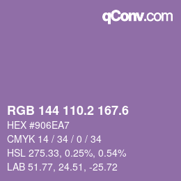 カラーコード: RGB 144 110.2 167.6 | qconv.com