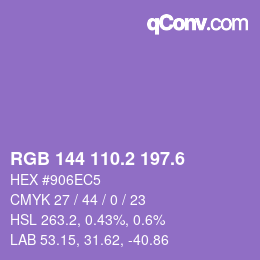 カラーコード: RGB 144 110.2 197.6 | qconv.com