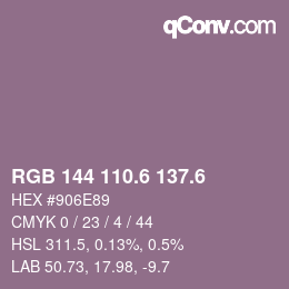 カラーコード: RGB 144 110.6 137.6 | qconv.com