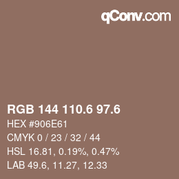 カラーコード: RGB 144 110.6 97.6 | qconv.com
