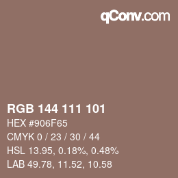 Color code: RGB 144 111 101 | qconv.com