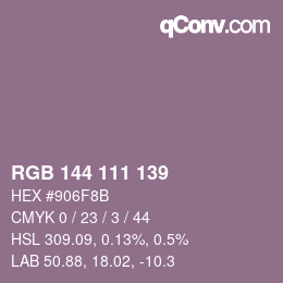 Color code: RGB 144 111 139 | qconv.com