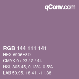 Color code: RGB 144 111 141 | qconv.com