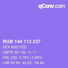 Color code: RGB 144 113 237 | qconv.com