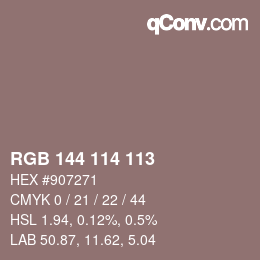 Farbcode: RGB 144 114 113 | qconv.com