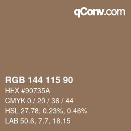 颜色代码: RGB 144 115 90 | qconv.com