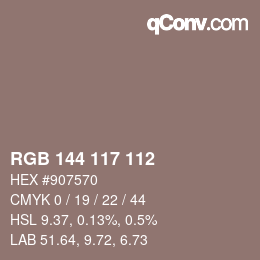 颜色代码: RGB 144 117 112 | qconv.com