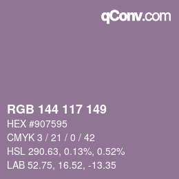 Farbcode: RGB 144 117 149 | qconv.com