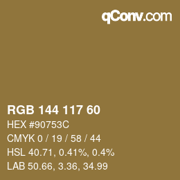 カラーコード: RGB 144 117 60 | qconv.com