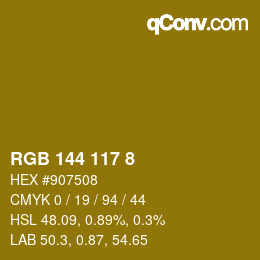 Color code: RGB 144 117 8 | qconv.com