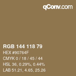 Código de color: RGB 144 118 79 | qconv.com