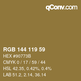 カラーコード: RGB 144 119 59 | qconv.com