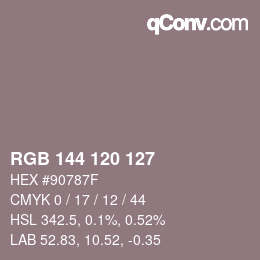 颜色代码: RGB 144 120 127 | qconv.com